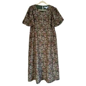 Hill House Floral Midi Dress Constance Green Cottage Old Money Forest Fairy